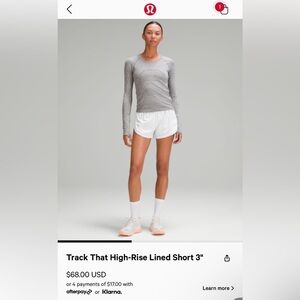 Track that high rise lined shorts 3 inch white